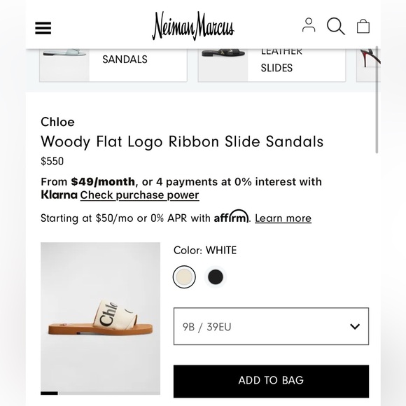 NEW Chloe Designer Woody Flat Logo Ribbon Slide Sandals Shoe Women 9B/39EU White - Picture 7 of 7